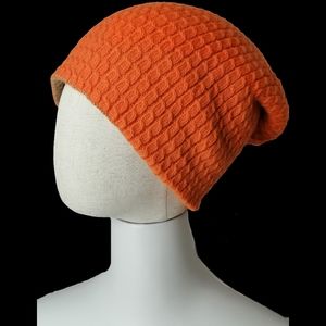 handmade orange and tan dual purpose stocking cap